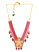 Ethnic Floral Red Beads Jaipuri Choker Set