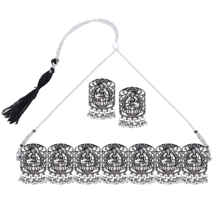 Goddess Laxmi Oxidised Necklace Set