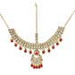 Gold Plated Red Kundan Dulhan Bridal Set - Steorra Jewels