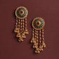 Golden Jhumki Bollywood Style Green Bahubali Earrings