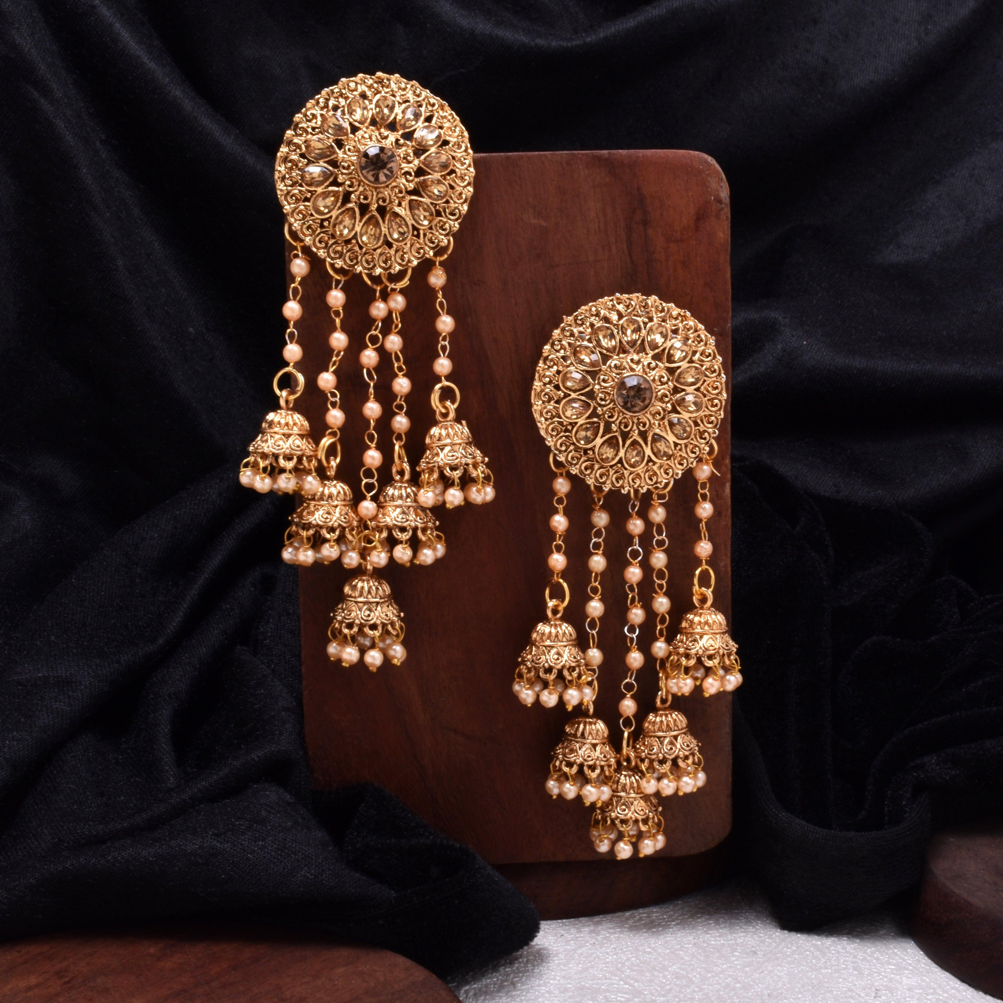 Indian 22K Gold Plated Bahubali 5 Jhumka Jhumki Earrings Multi Stone Made  Beautiful Wedding Polki Traditional Earring Jewelry Set - Etsy Norway