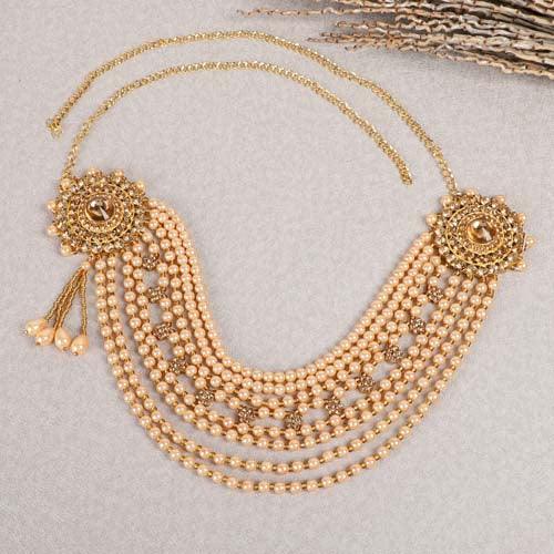Golden Stone Artificial Pearl Tagdi - Steorra Jewels