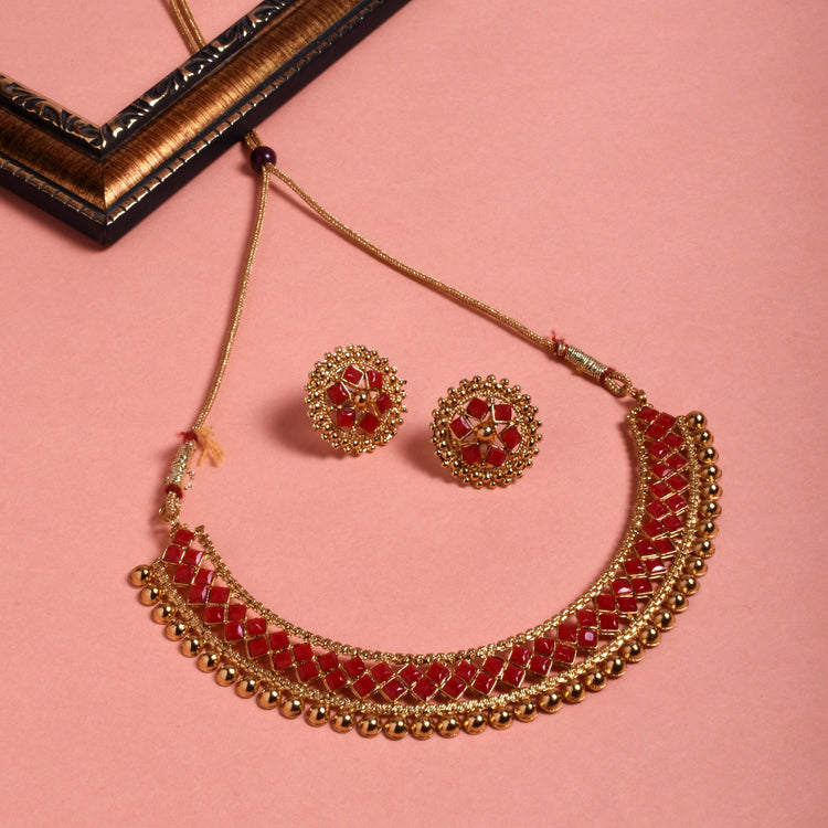 Green Kundan Choker Necklace Set for Women - Steorra Jewels
