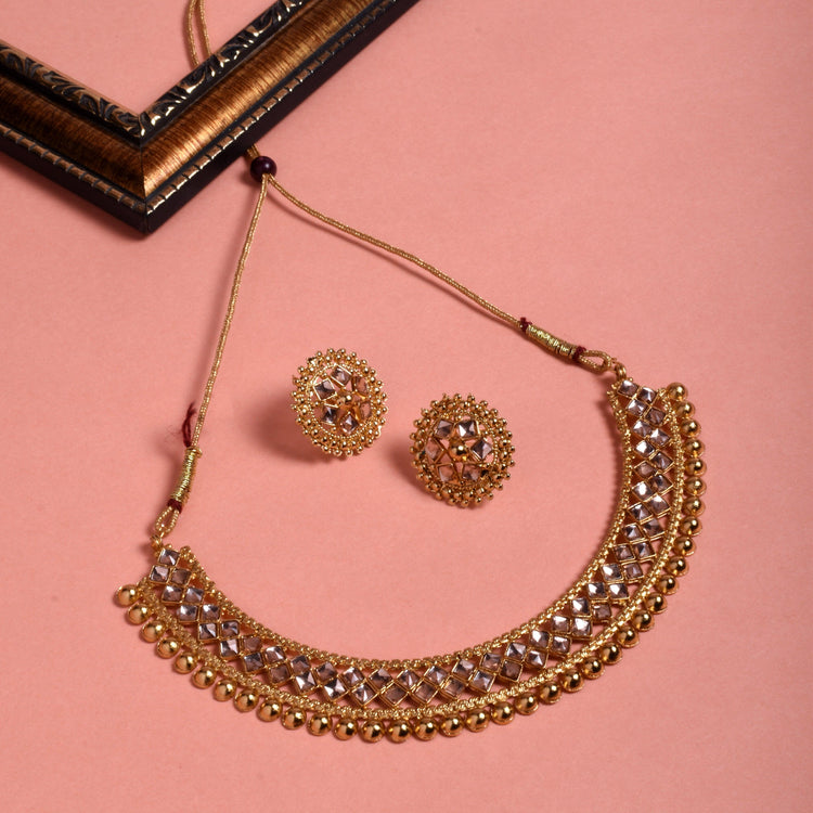 Green Kundan Choker Necklace Set for Women - Steorra Jewels