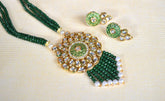 Steorra jewels Flawless Green Multistrand Kundan Pendant Necklace Set