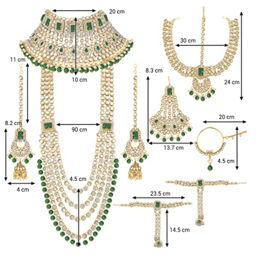 Gold Plated Green Kundan Bridal Jewelry Set
