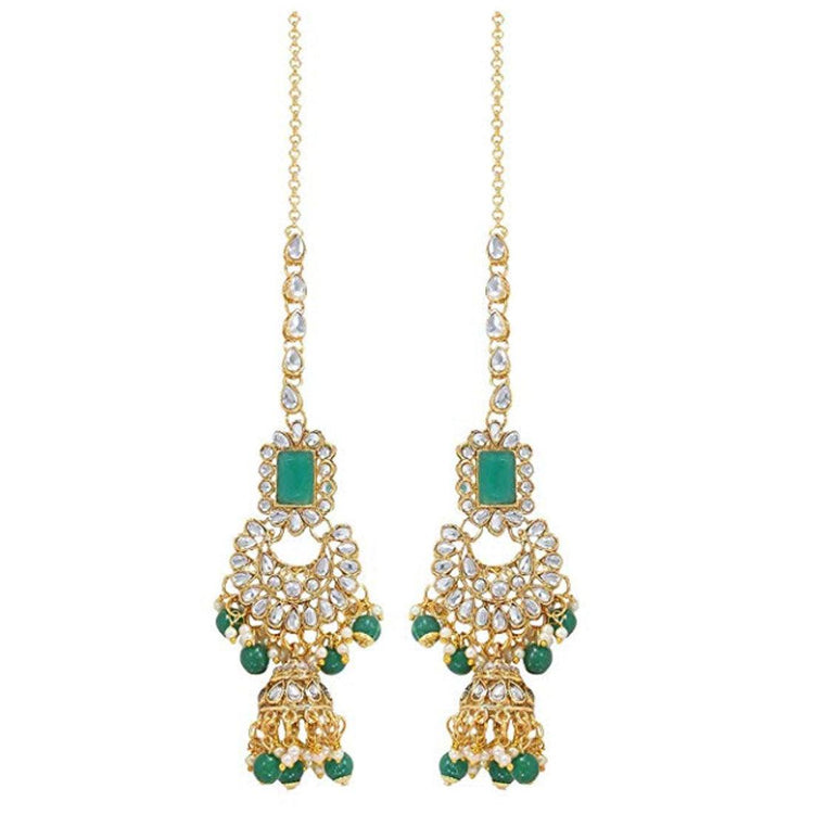 Green Stones Crystal Studded Bridal Set - Steorra Jewels