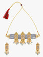 Grey Beads Partywear Choker Necklace Set - Steorra Jewels