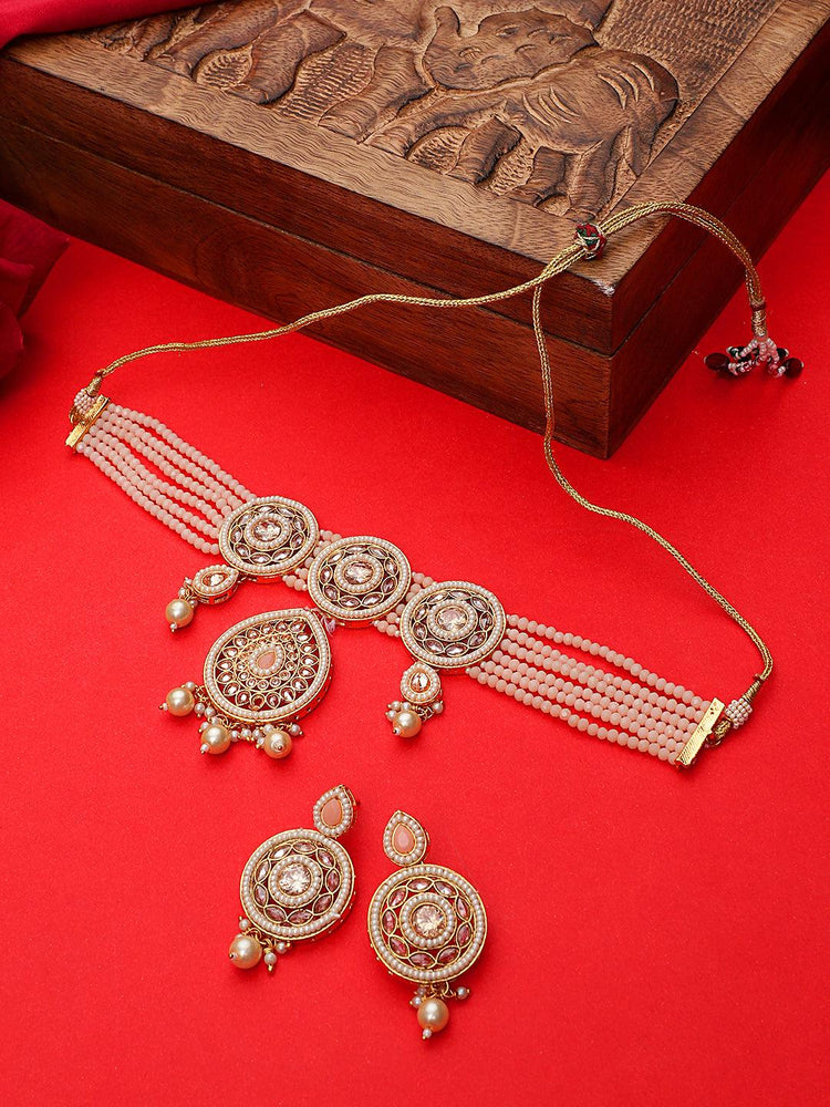 Jaipuri Choker Set with Hanging Pendant for women's and Girl - Steorra Jewels