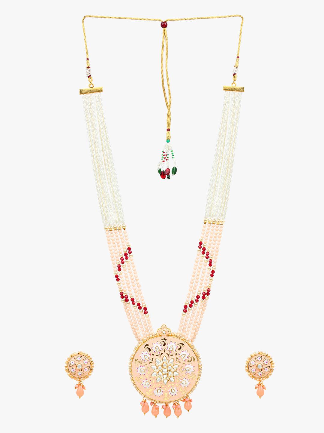 Kundan Jaipuri Long Necklace Set for Women
