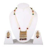Long Kundan Set with White Beads - Steorra Jewels