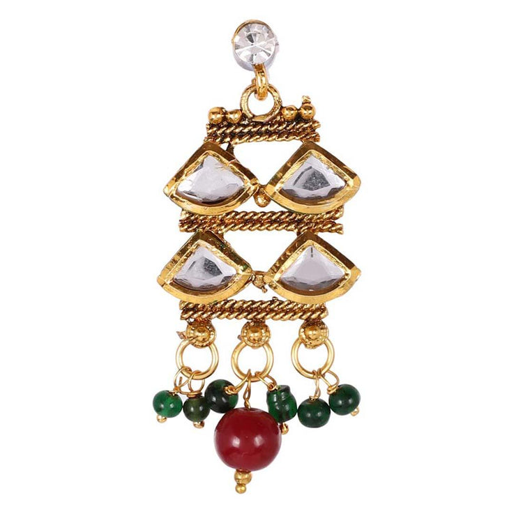 Long Kundan Set with White Beads - Steorra Jewels