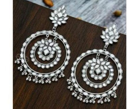Mirror Dangler Hoop ChandBali Earrings - Steorra Jewels