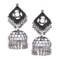 Mirror Studded White Colored Oxidized Earrings
