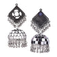 Mirror Studded White Colored Oxidized Earrings