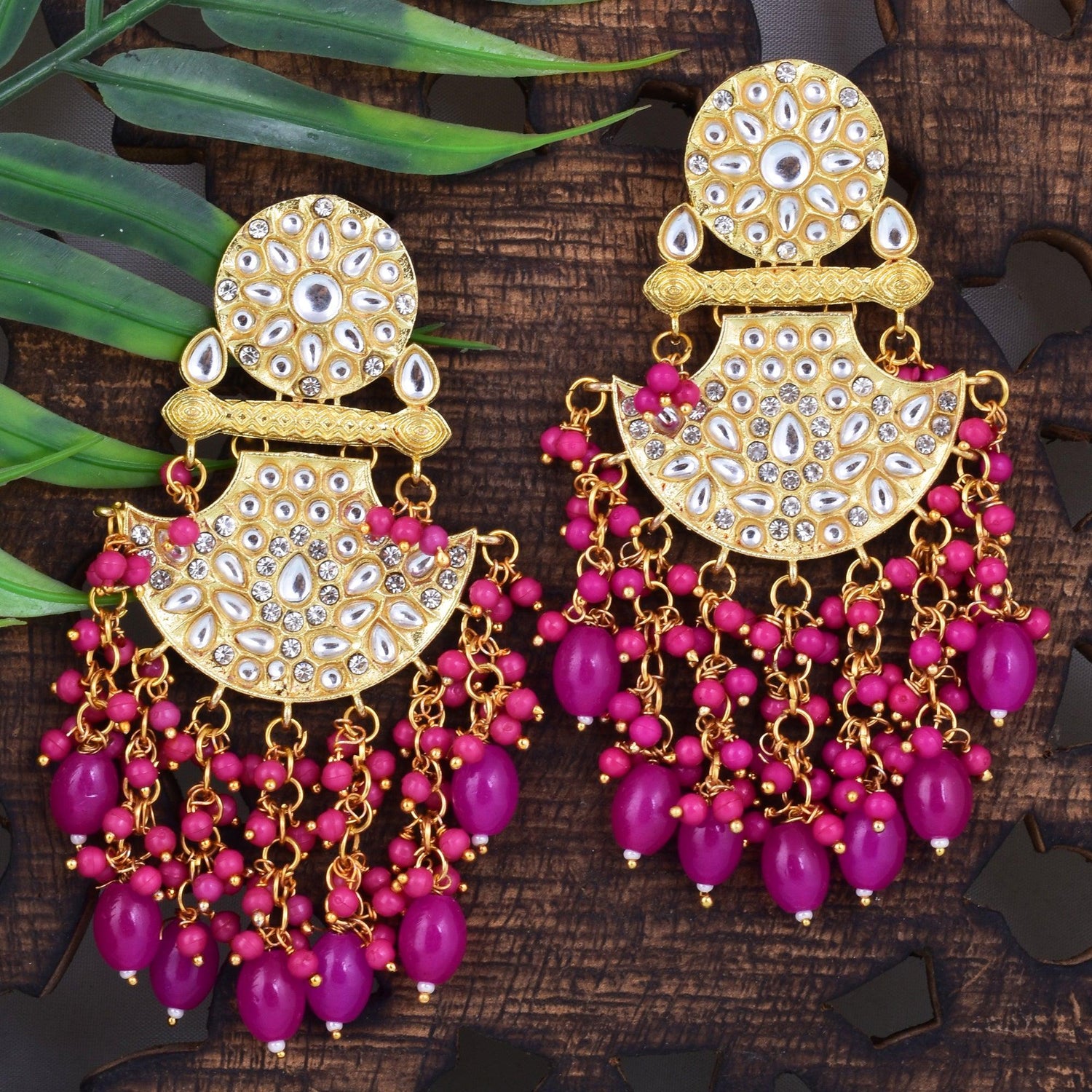 Ethnic Style Rani Beads Hanging Jaipuri Earring for women's and girls