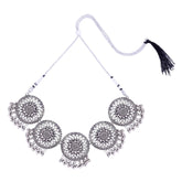 Oxidized Silver Ghunghroo Necklace Set - Steorra Jewels
