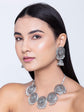 Oxidized Silver Pearl Necklace Set - Steorra Jewels