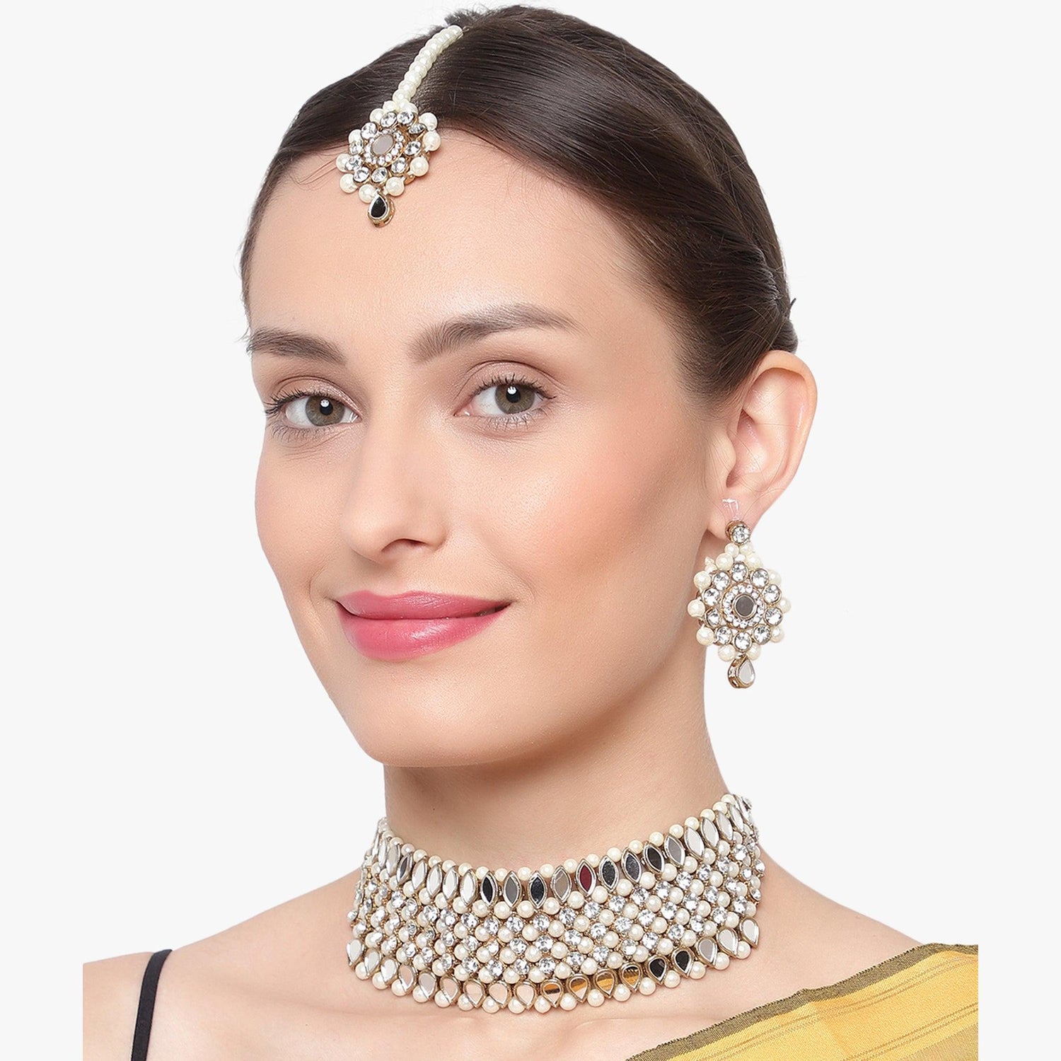 Pearl Studded Ethnic Choker Necklace for Women's and Girls - Steorra Jewels