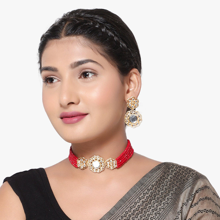 Kundan Choker Necklace Set for Women and Girls