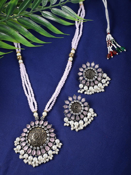 Premium Kundan White Long Necklace Set - Steorra Jewels