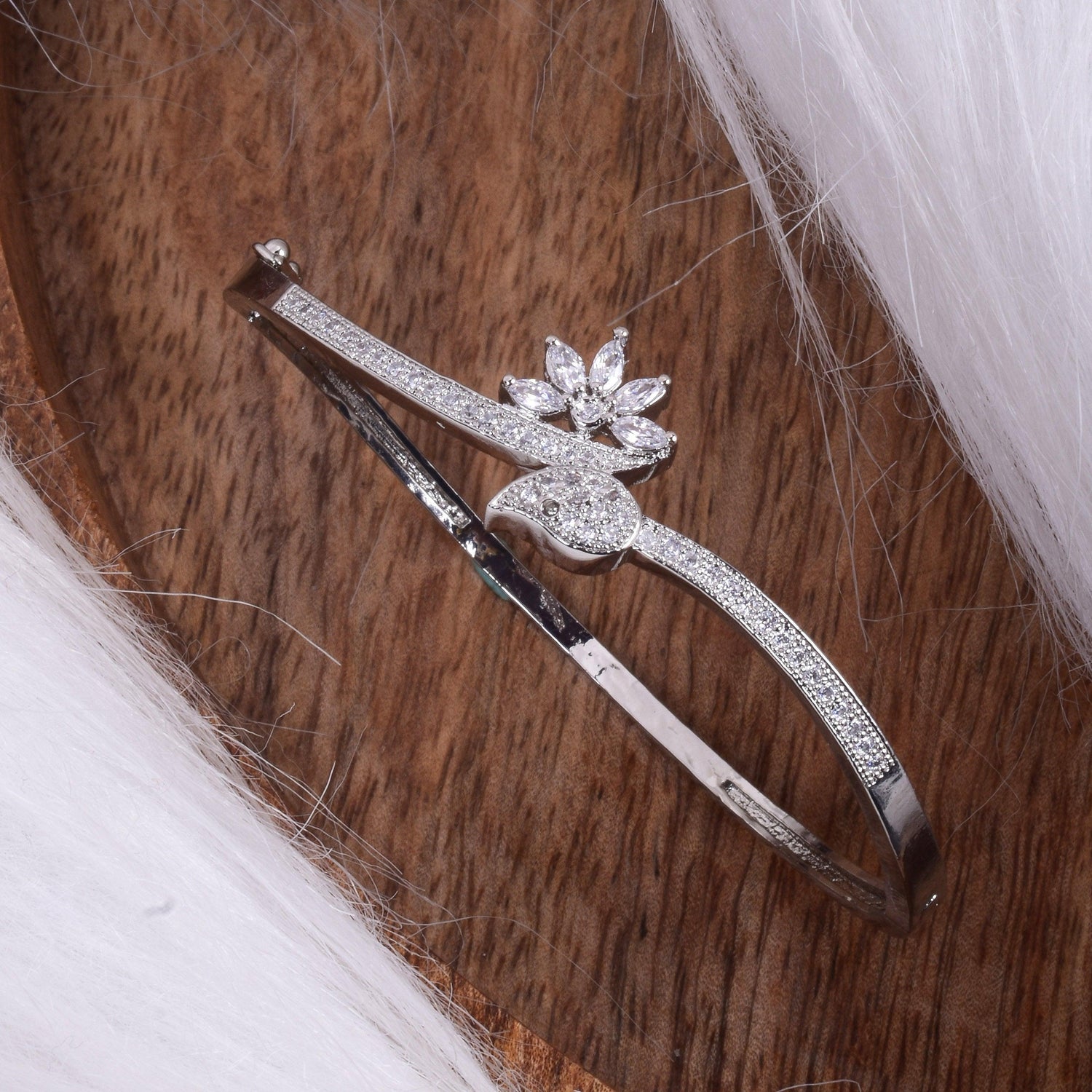 Silver American Diamond Adjustable Bracelet - Steorra Jewels