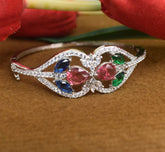 Silver Multicolor American Diamond Adjustable Bracelet - Steorra Jewels