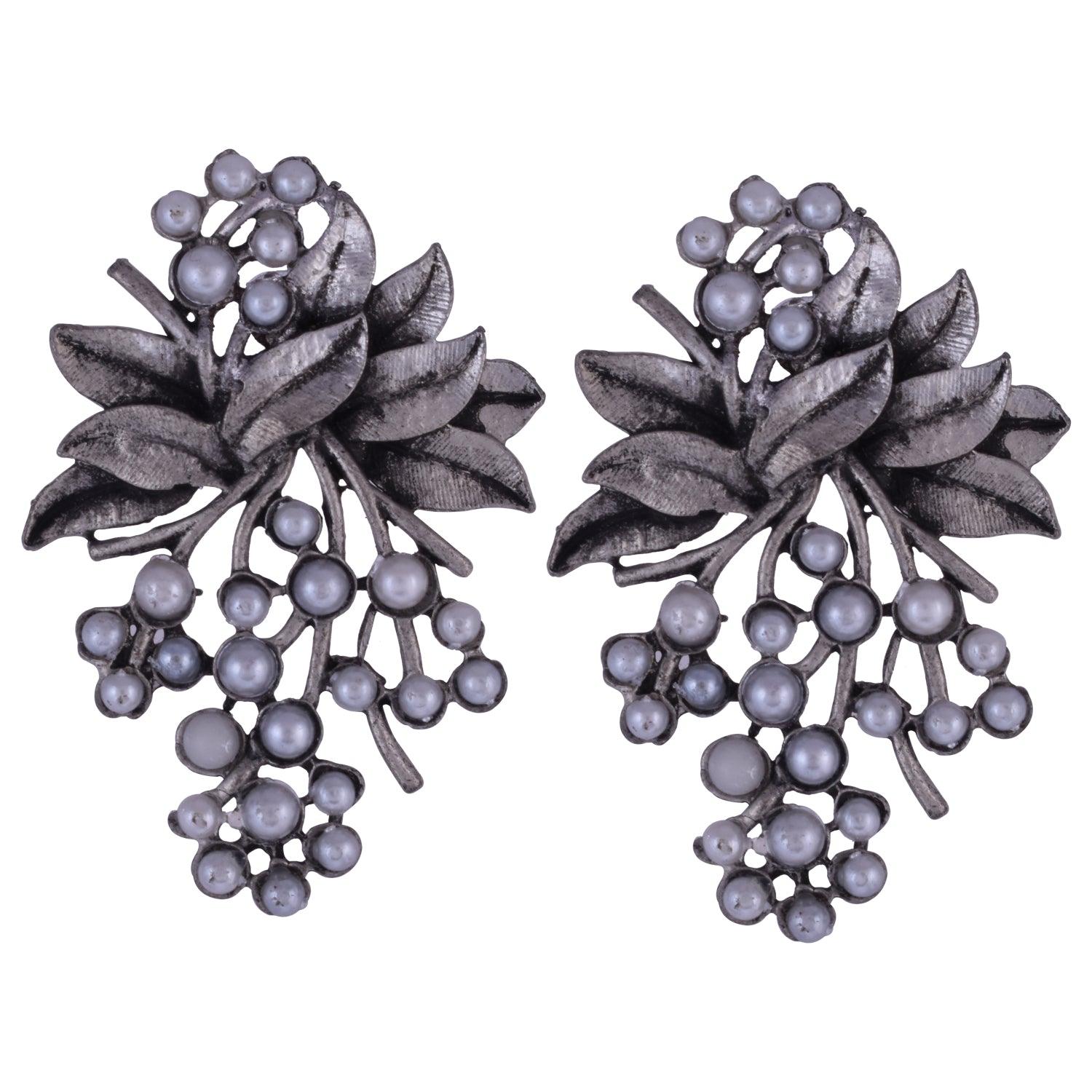 Traditional Silver Oxidised Antique Partywear Hanging Earring For Women And Girls