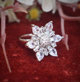 Silver Tone Star Shape American Diamond Adjustable ring - Steorra Jewels