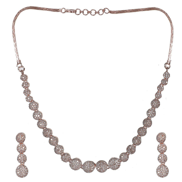 Steorra Jewels Golden Stone American Diamond Choker Necklace Set - Steorra Jewels