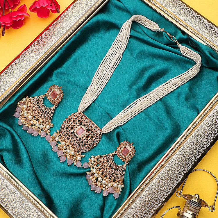 Traditional Broad Jaipuri Long Necklace Set for women's and girls - Steorra Jewels