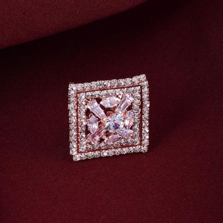 Traditional Floral Inspired Square Shaped Ring for Women - Steorra Jewels