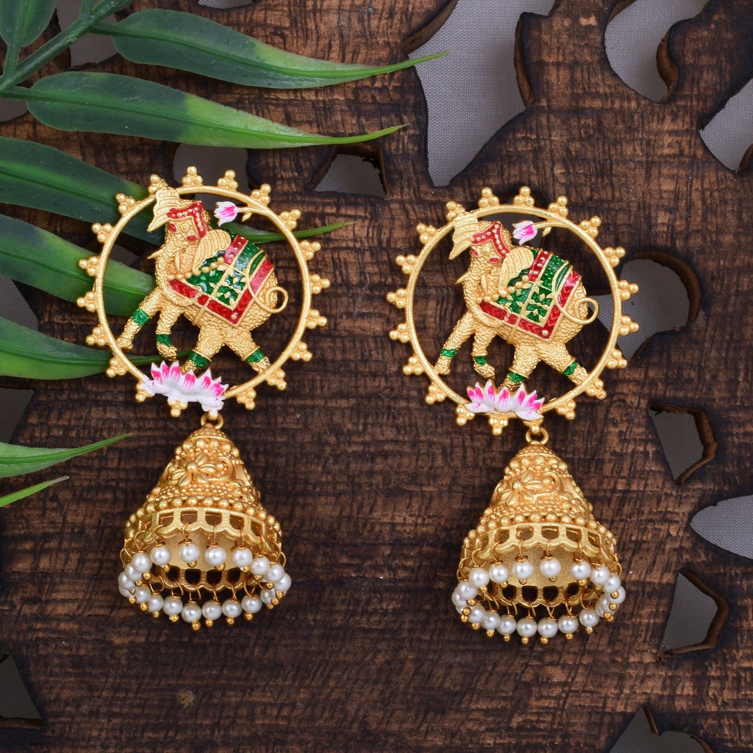 Traditional Golden Jaipuri Jhumki Earring for women's and girls - Steorra Jewels