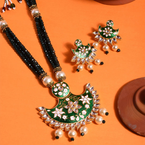 Traditional Indian Ethnic Kundan Long Necklace Set  for Women