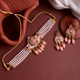 Traditional Indian Kundan Golden Tone Choker Necklace Set - Steorra Jewels