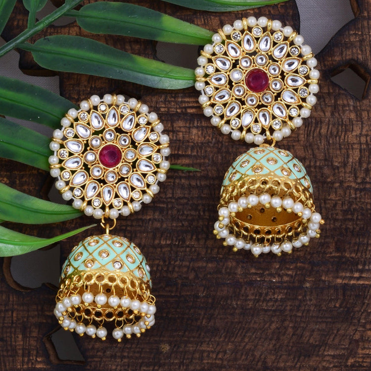 Traditional Jaipuri Gold Plated Sun Style Jhumki for women's and girl - Steorra Jewels