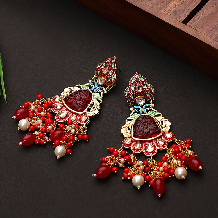 Traditional Jaipuri Style Gold Plated Designed Earring For Women's and Girl - Steorra Jewels