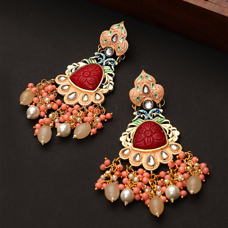 Traditional Jaipuri Style Gold Plated Designed Earring For Women's and Girl - Steorra Jewels