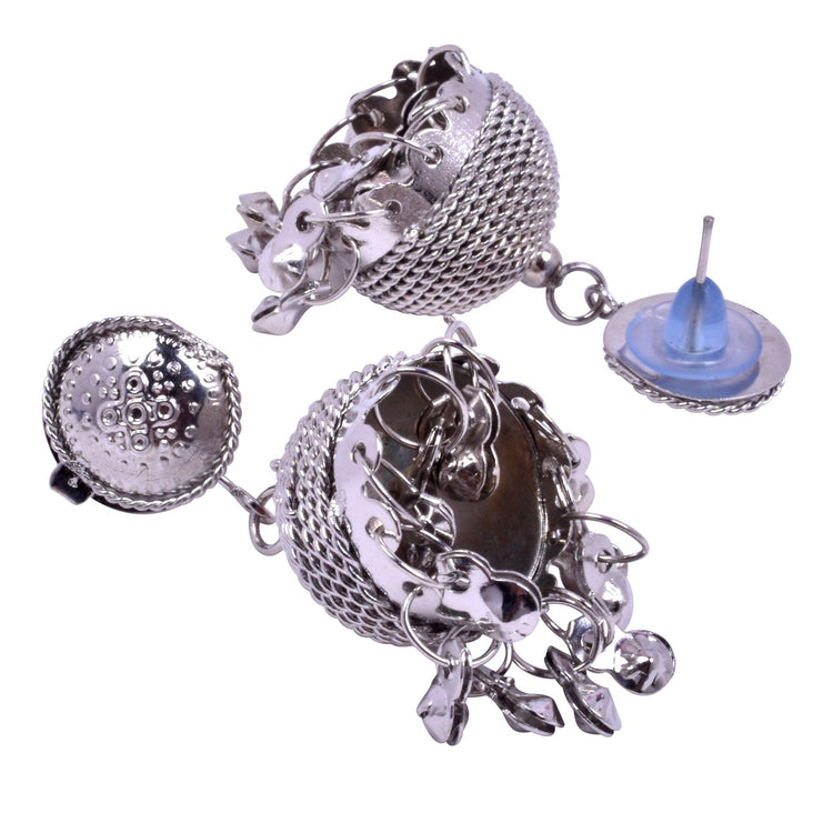 Traditional Jhumki Style Silver Oxidized Earrings