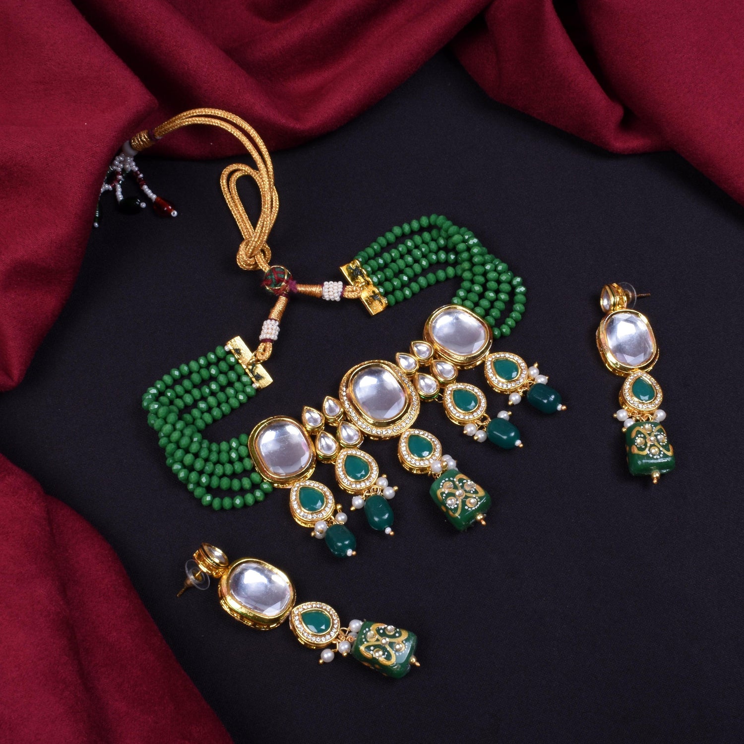 Traditional Kundan and Stone Embellished Choker Necklace Set