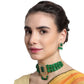 Traditional Wedding Heavy Kundan Green Beads Choker Necklace Set - Steorra Jewels