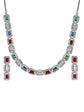 Wedding Collection White Multicolor Stone American Diamond Choker Necklace Set - Steorra Jewels