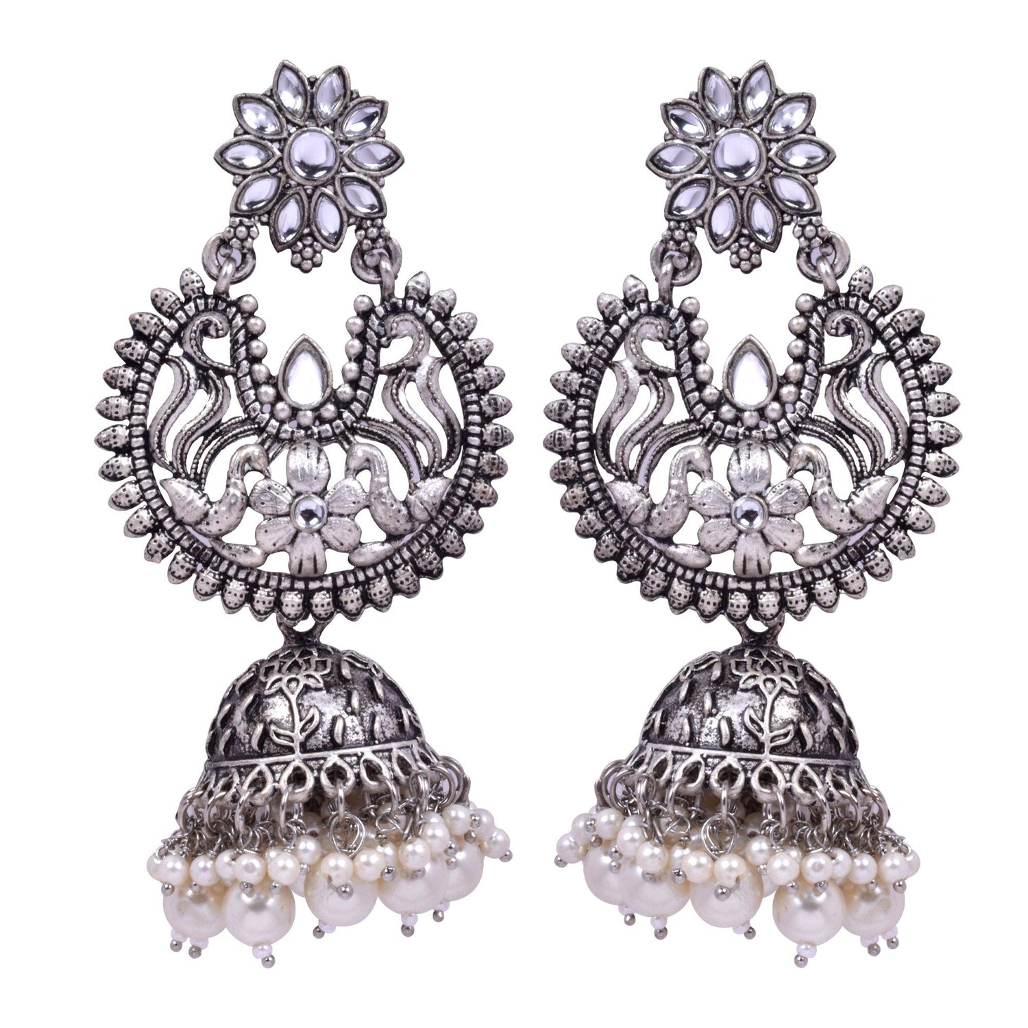 Wedding Style Silver German Oxidized Earrings
