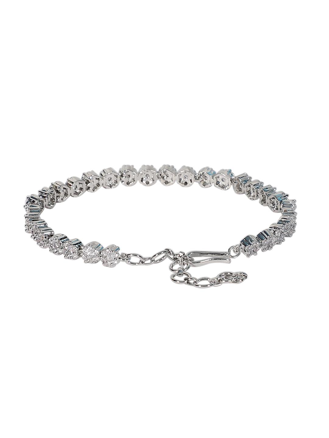 White American Diamond Adjustable Bracelet - Steorra Jewels