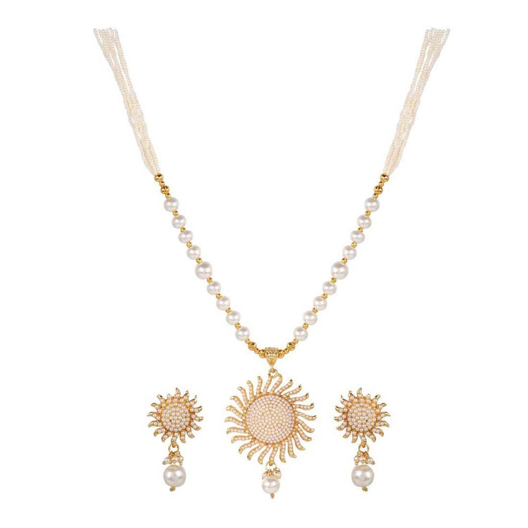 White Golden Pendant Necklace Set