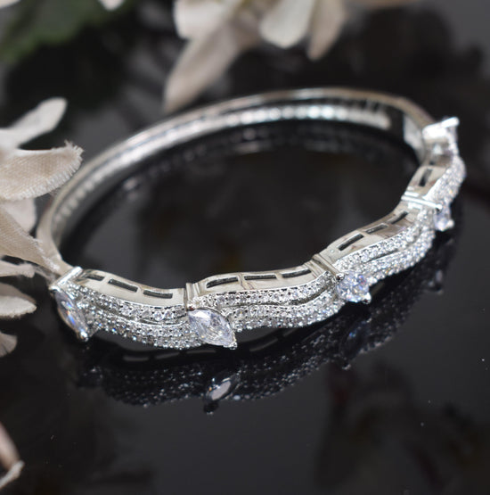White Stone American Diamond Adjustable Bracelet - Steorra Jewels