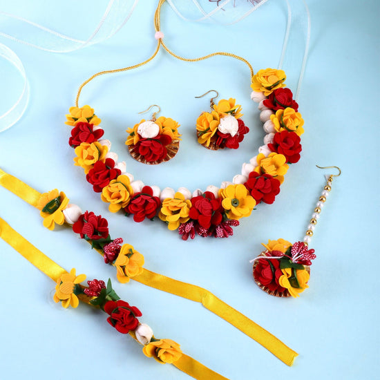 Yellow and Red Floral Jewelry Set
